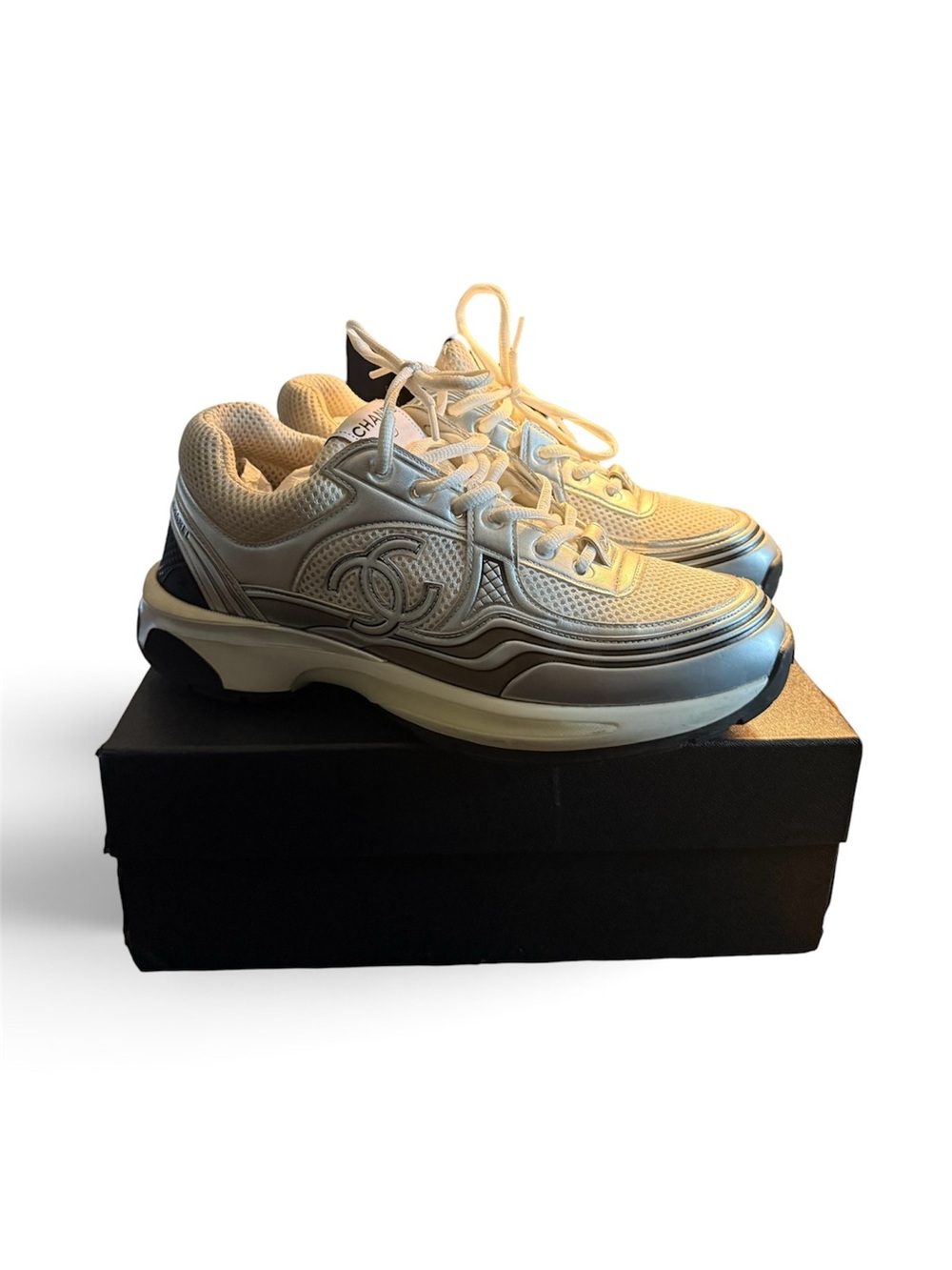 Chanel Silver Runners Size 10